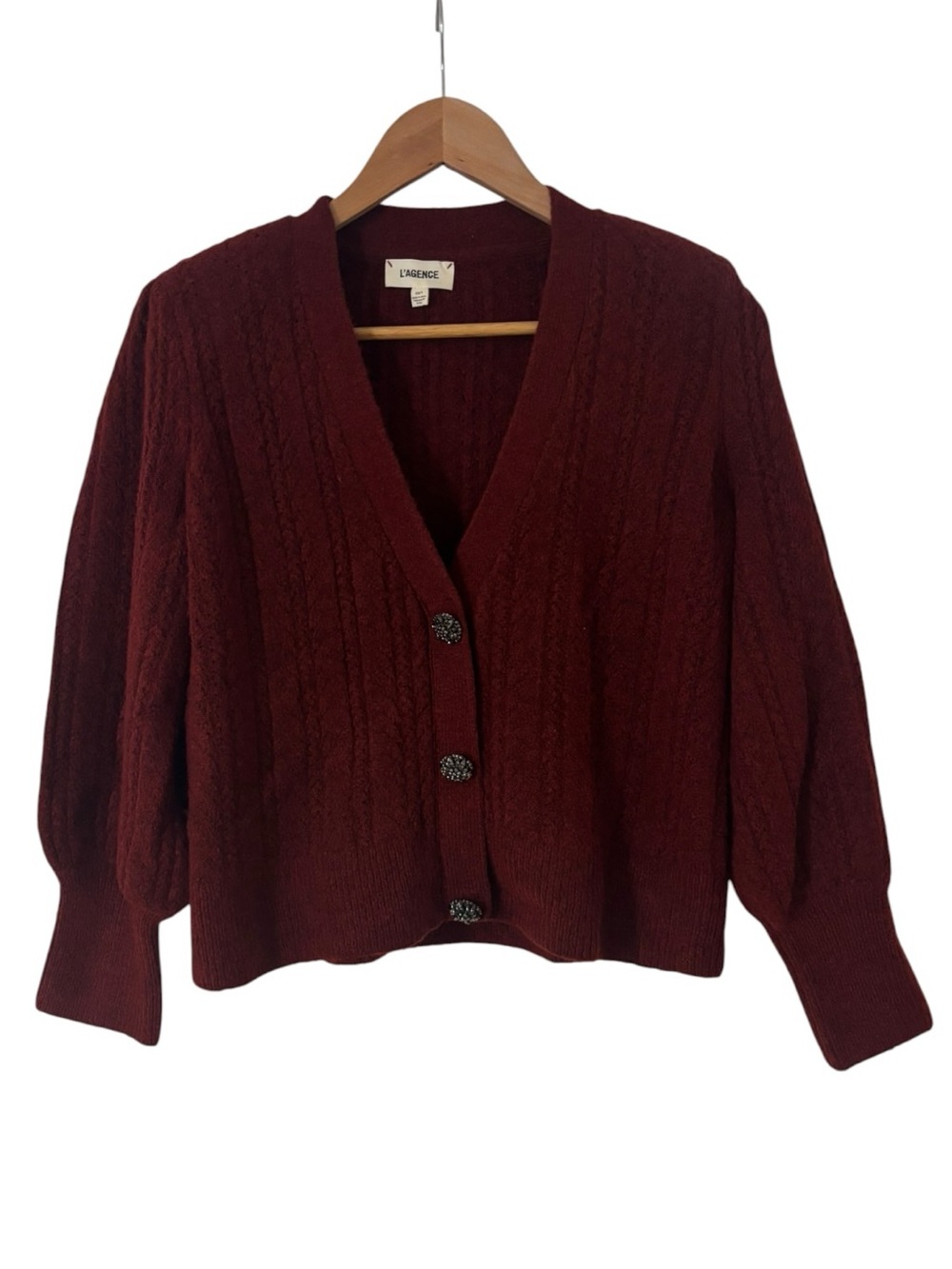 L’AGENCE Talulla Cable-Knit Cropped Cardigan - Picture 2 of 4